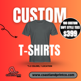 100 Custom Softstyle tees for $399