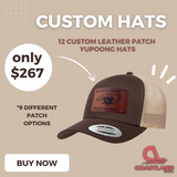 12 Custom Leather Patch Yupoong 6606 Hats