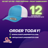 12 Yupoong Retro Trucker Cap 6606 Embroidered Hats