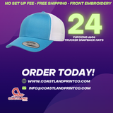24 Yupoong Retro Trucker Cap 6606 Embroidered Hats