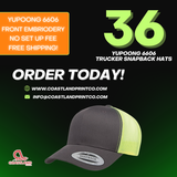 36 Yupoong Retro Trucker Cap 6606 Embroidered Hats