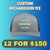 12 Richardson Embroidered Hats for $150