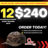 Richardson 112PFP Camo Trucker Hats 12 for $240