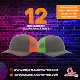 12 Richardson 112 Embroidered Hats