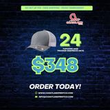 24 Yupoong Embroidered Hats for $348