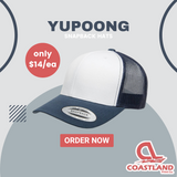 12 Yupoong Embroidered Hats for $168